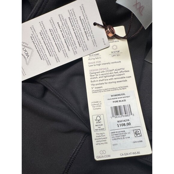 Cali Inspire Short Bodysuit Pure Black Size XXL Pockets NWT $108 Carrie Underwoo - Picture 7 of 11